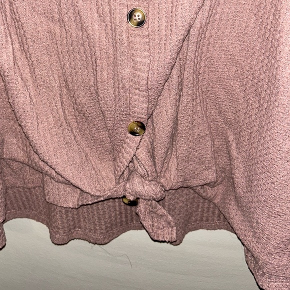Torrid Mauve Waffle Knit Top With Buttons - Picture 2 of 3